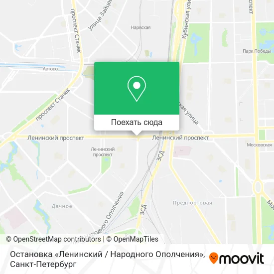 Карта Остановка «Ленинский / Народного Ополчения»