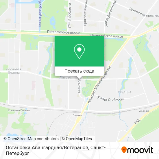 Карта Остановка Авангардная / Ветеранов