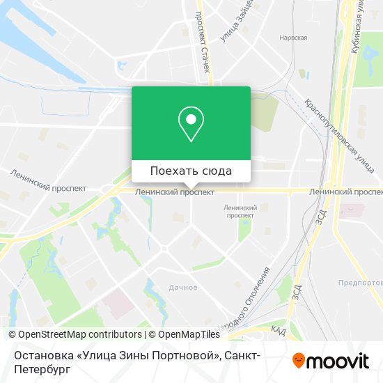 Карта Остановка «Улица Зины Портновой»