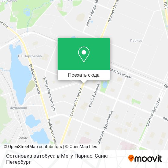 Карта Остановка автобуса в  Мегу-Парнас