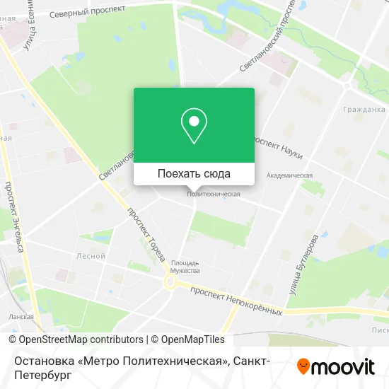 Карта Остановка «Метро Политехническая»