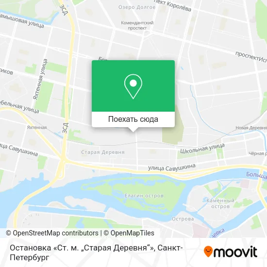 Карта Остановка «Ст. м. „Старая Деревня“»