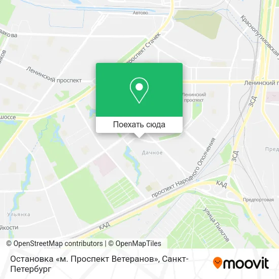 Карта Остановка «м. Проспект Ветеранов»