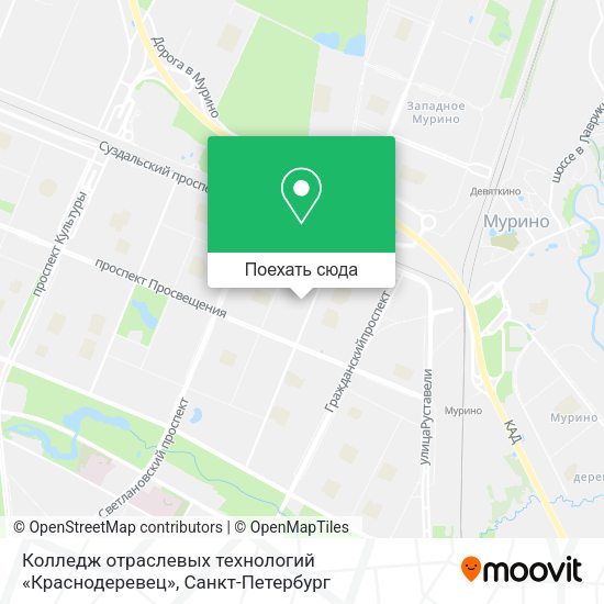 Карта Колледж отраслевых технологий «Краснодеревец»