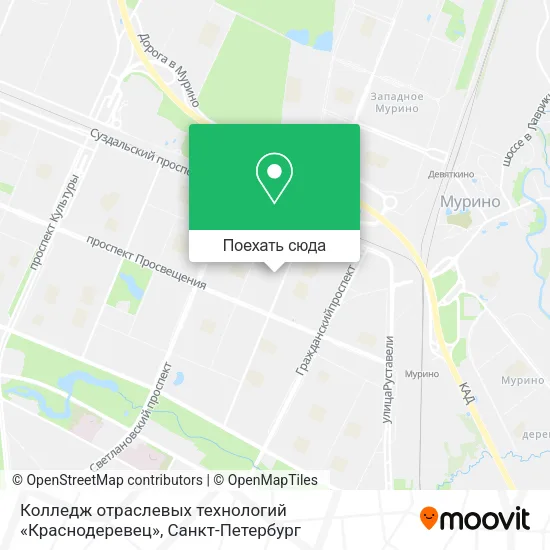 Карта Колледж отраслевых технологий «Краснодеревец»