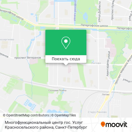 Карта Многофункциональный центр гос. Услуг Красносельского района
