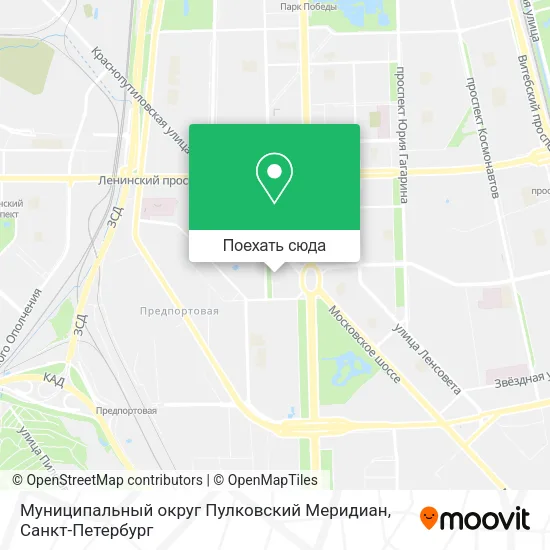 Карта Муниципальный округ Пулковский Меридиан