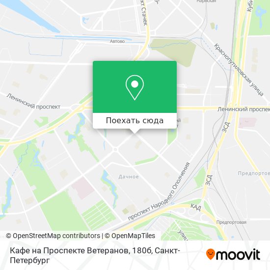 Карта Кафе на Проспекте Ветеранов, 180б