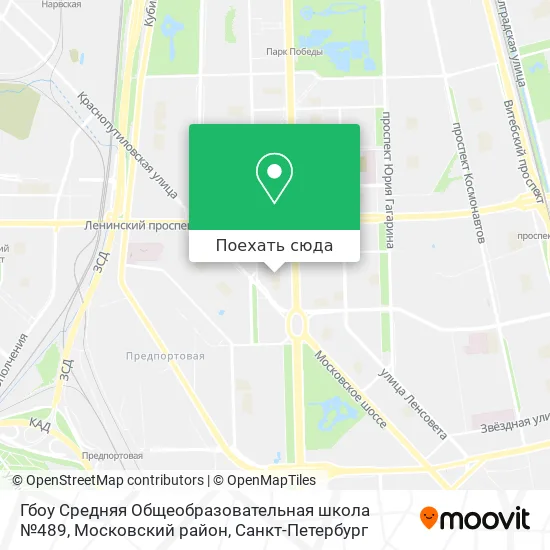 Карта Гбоу Средняя Общеобразовательная школа №489, Московский район