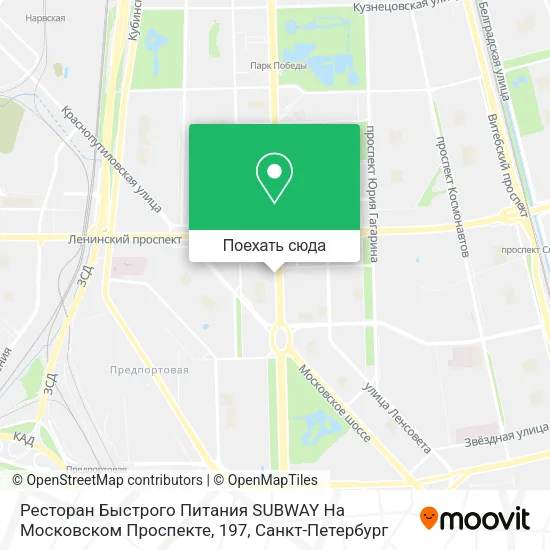 Карта Ресторан Быстрого Питания SUBWAY На Московском Проспекте, 197