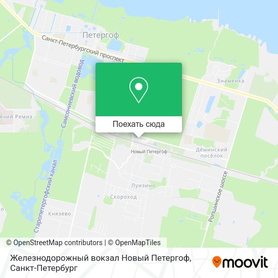 Карта Железнодорожный вокзал Новый Петергоф