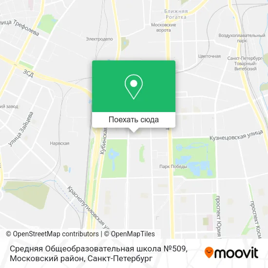 Карта Средняя Общеобразовательная школа №509, Московский район