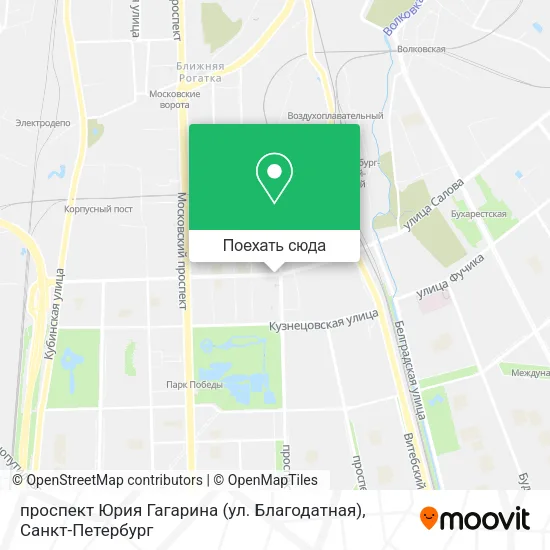 Карта проспект Юрия Гагарина (ул. Благодатная)