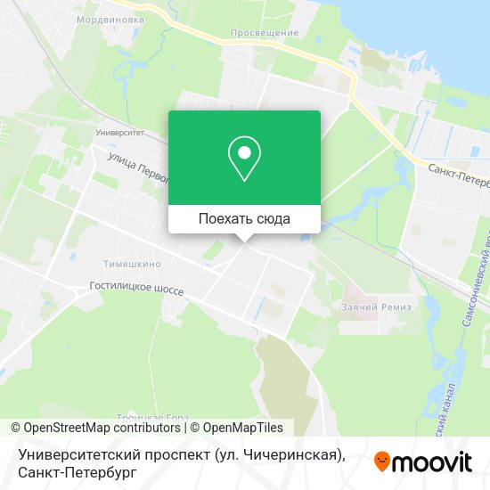 Карта Университетский проспект (ул. Чичеринская)