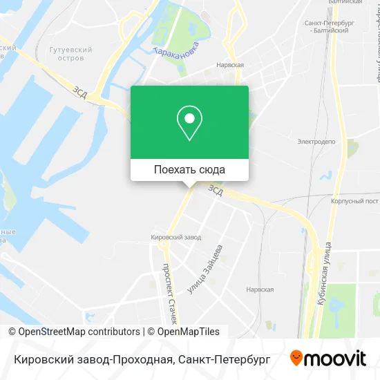 Карта Кировский завод-Проходная