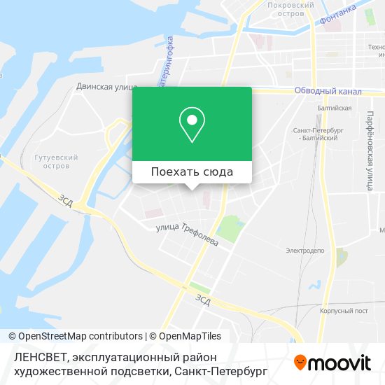 Карта ЛЕНСВЕТ, эксплуатационный район художественной подсветки
