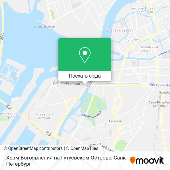 Карта Храм Богоявления на Гутуевском Острове