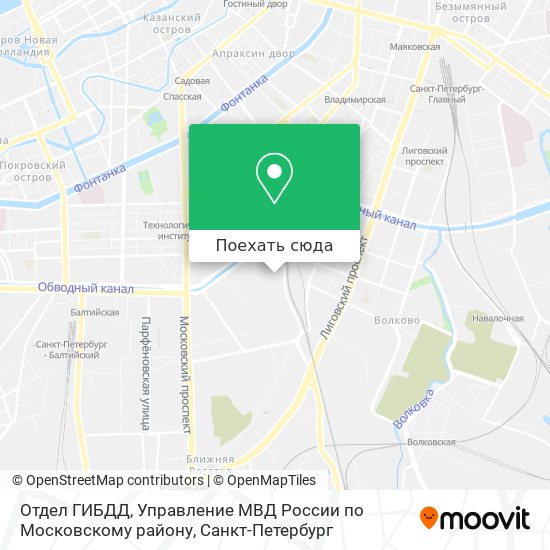 Карта Отдел ГИБДД, Управление МВД России по Московскому району