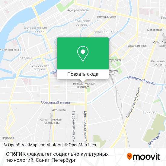 Карта СПбГИК-Факультет социально-культурных технологий