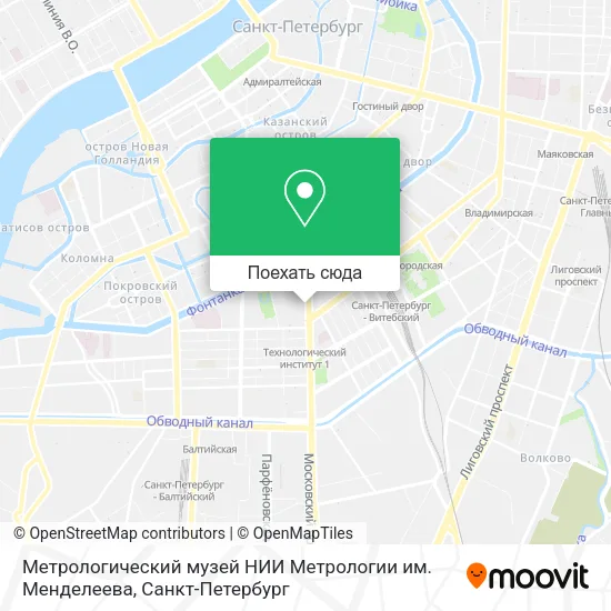 Карта Метрологический музей НИИ Метрологии им. Менделеева