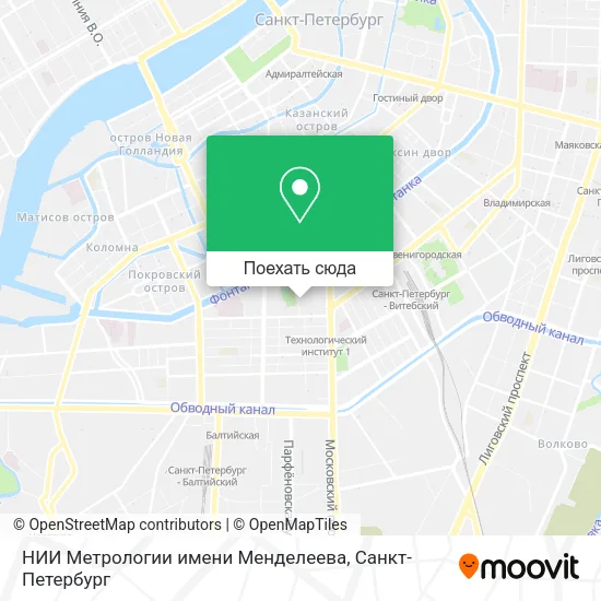 Карта НИИ Метрологии имени Менделеева