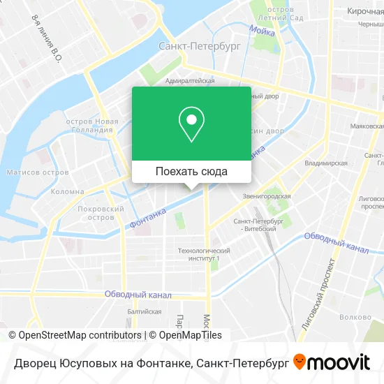 Карта Дворец Юсуповых на Фонтанке