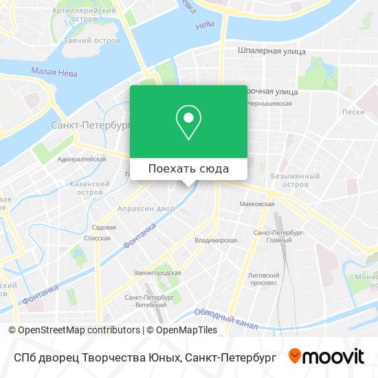Карта СПб дворец Творчества Юных