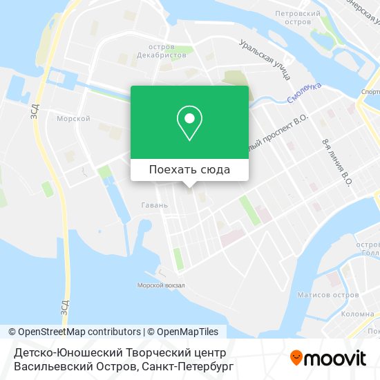 Карта Детско-Юношеский Творческий центр Васильевский Остров