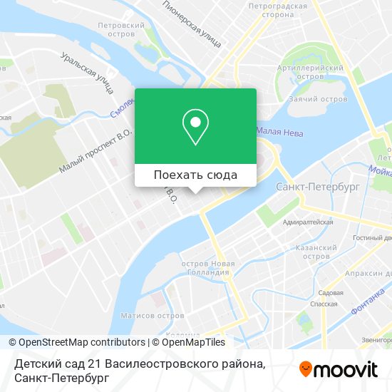 Карта Детский сад 21 Василеостровского района
