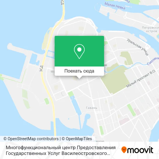 Карта Многофункциональный центр Предоставления Государственных Услуг Василеостровского района