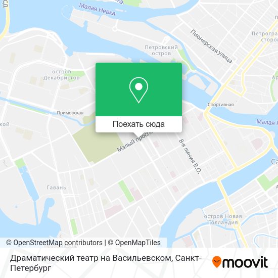 Карта Драматический театр на Васильевском