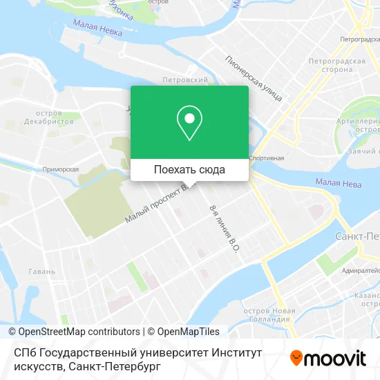 Карта СПб Государственный университет Институт искусств