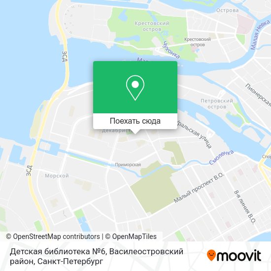 Карта Детская библиотека №6, Василеостровский район
