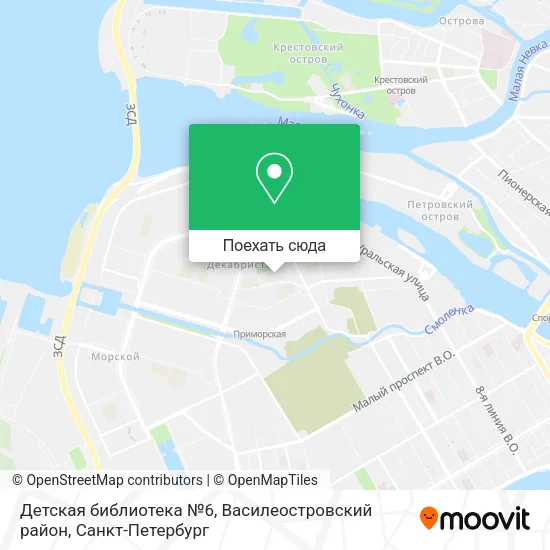 Карта Детская библиотека №6, Василеостровский район