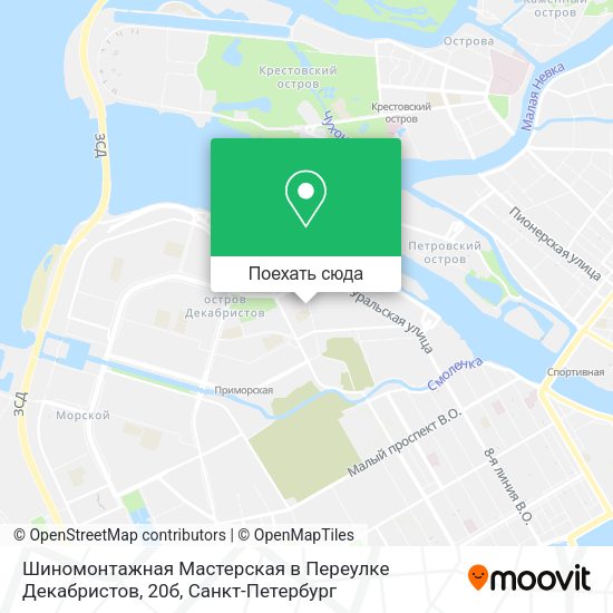 Карта Шиномонтажная Мастерская в Переулке Декабристов, 20б