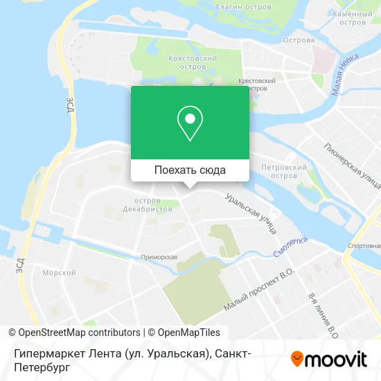 Карта Гипермаркет Лента (ул. Уральская)