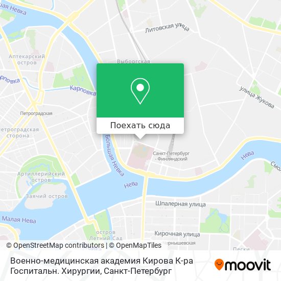Карта Военно-медицинская академия Кирова К-ра Госпитальн. Хирургии