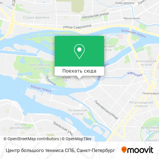 Карта Центр большого тенниса СПБ