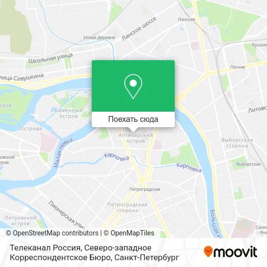 Карта Телеканал Россия, Северо-западное Корреспондентское Бюро