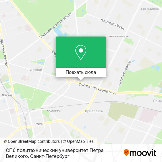 Карта СПб политехнический университет Петра Великого