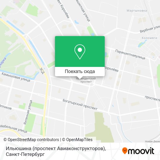 Карта Ильюшина (проспект Авиаконструкторов)