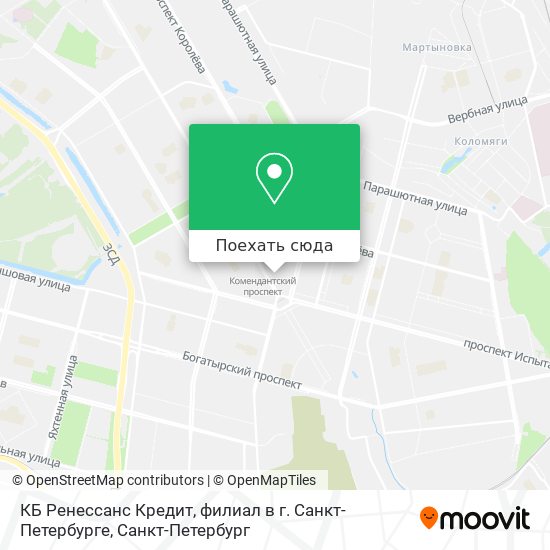 Карта КБ Ренессанс Кредит, филиал в г. Санкт-Петербурге