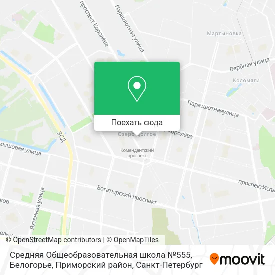 Карта Средняя Общеобразовательная школа №555, Белогорье, Приморский район