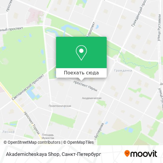 Карта Akademicheskaya Shop