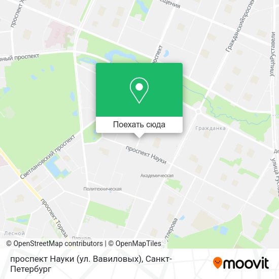 Карта проспект Науки (ул. Вавиловых)
