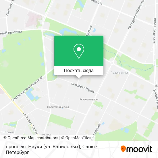 Карта проспект Науки (ул. Вавиловых)