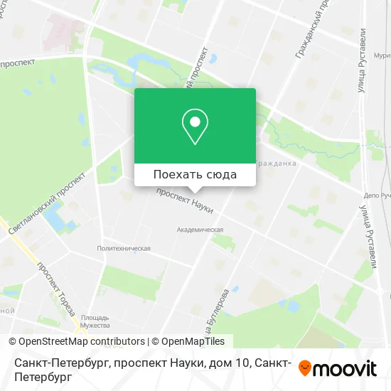 Карта Санкт-Петербург, проспект Науки, дом 10