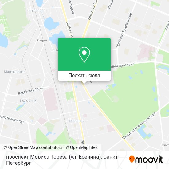 Карта проспект Мориса Тореза (ул. Есенина)