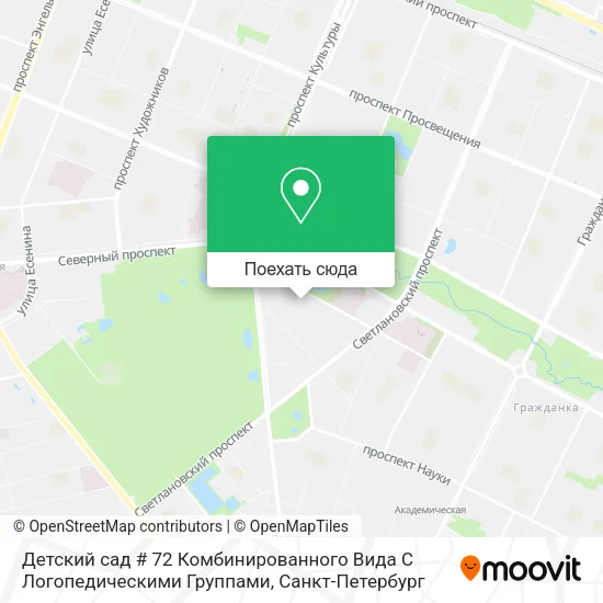 Карта Детский сад # 72 Комбинированного Вида С Логопедическими Группами