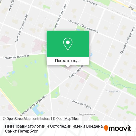 Карта НИИ Травматологии и Ортопедии имени Вредена